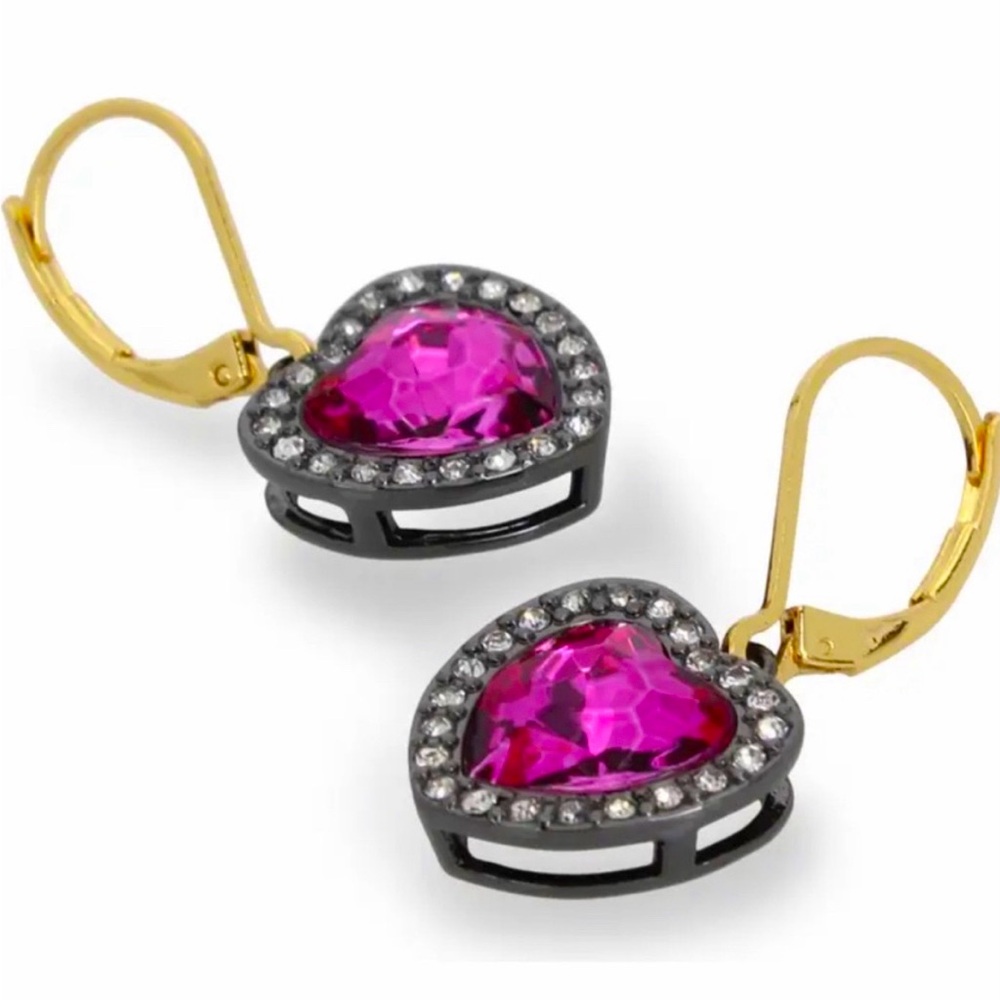 NWT Kurt Geiger pink Heart Halo Drop Lever Back Earrings.